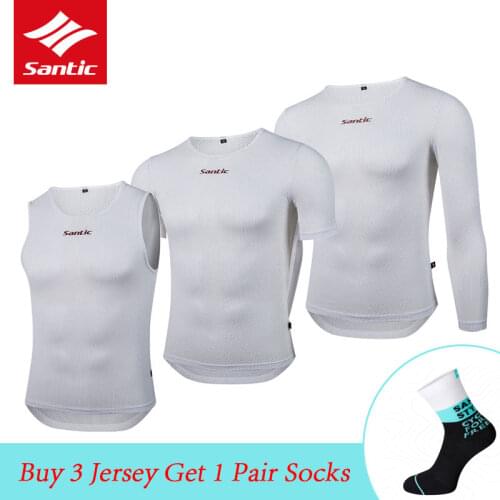 Santic Breathable Men Cycling Underwear Qucik Dry Sport Vest Short/Long Sleeve Jersey MTB Road Bike Riding T-shirt Base Layers
