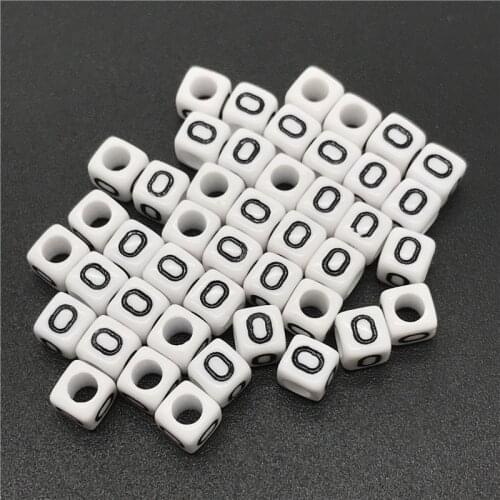 100pcs 6x6mm Letter Beads O Square Shape Alphabet Letter Beads Charms Bracelet Necklace For Jewelry Making Accessories