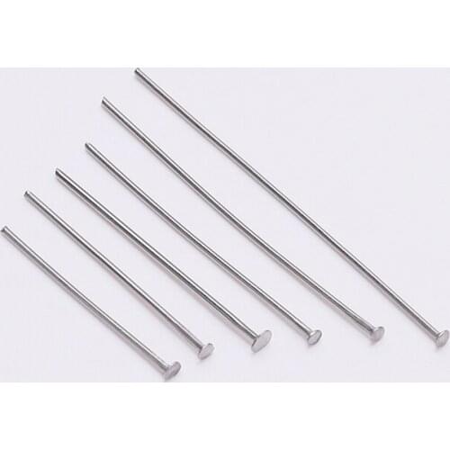 100pcs/lot 20 30 40 50 60mm Stainless Steel Flat Head Pins Headpins For DIY Handmade Jewelry Making Finding Supplies Accessories