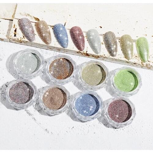 12 Natural Colors Nail Glitter Nail Crystal Flashed Powder Glitter Nail Art Flakes Decoration DIY Polish Tools Pigment Polishing