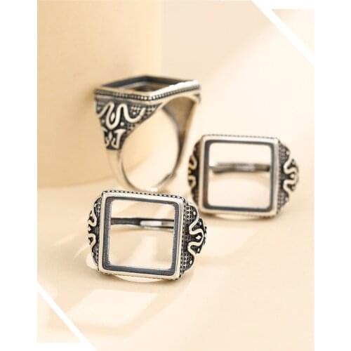 13*13mm 925 STERLING SILVER men Semi Mount Bases Blanks base blank Pad ring Setting wedding jewelry findings diy A5888