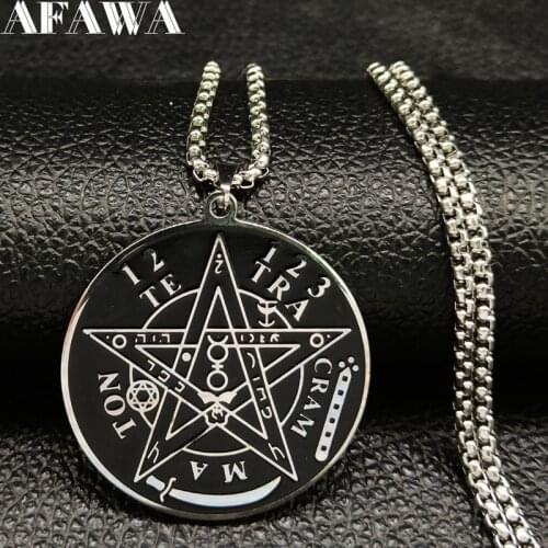 2021 Fashion Stainless Steel Chains Necklaces for Men Black Wicca Pentagram Choker Necklace Jewelry pingente masculino N729S02