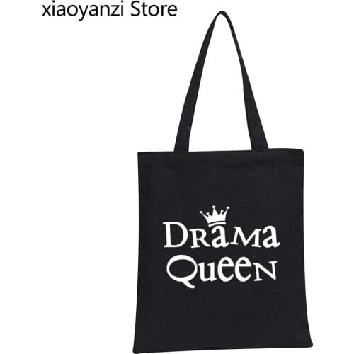 2021 New Arrivals Fashion Brand Street Fashion Drama Queen Print Shoulder Bag Eco Reusable Girls Handbag Canvas Shopping Bags