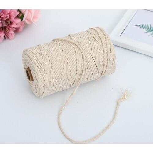3mm 200m Macrame Rope Twisted String Cotton Cord DIY Handmade Home Decorative Macrame Beige Rope