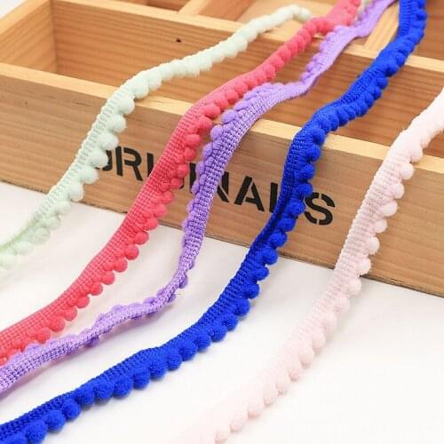 5 Yards Pom Pom Lace Trim Ball 10 mm MINI Pearl Pompom Fringe Ribbon Sewing Lace Kintted Fabric Handmade DIY Craft Accessories