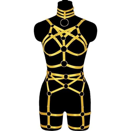 Collar Accessories Cage Bra Sexy Lingerie Set Harness Womens Underwear Exotic Costume Dress Dance Rave Adjust Waist Belt Size