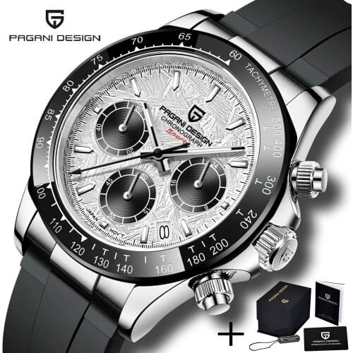 PAGANI Design 40MM Stainless Steel Case Mens Quartz Wristwatch Luxury Brand Sapphire Luminous Chronograph 100M Waterproof Watch