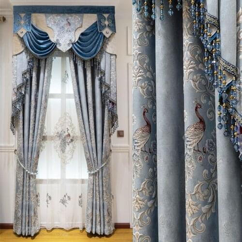 European and American high-precision embossed embroidery curtains bedroom living room kitchen high-quality custom curtains
