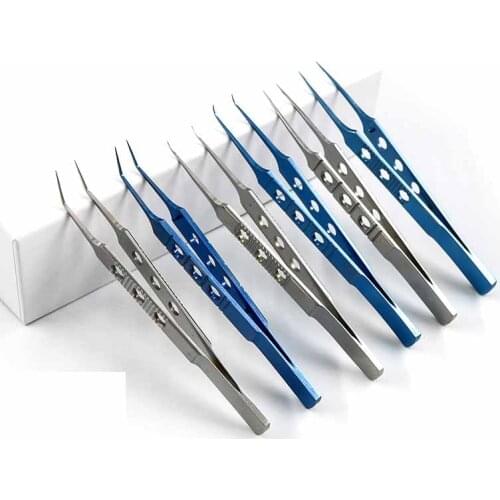 12 Designs Micros Stainless Steel Titanium Alloy 11CM Dovetailed Straight/bend Head Tweezers Platforms Ophthalmic Forceps