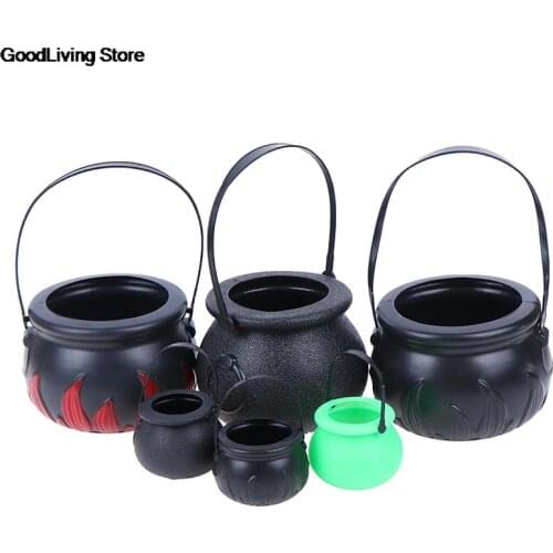 1pcs Halloween Candy Pot Halloween Cauldron Novelty Halloween Bucket Ornament Skull Witch Toy