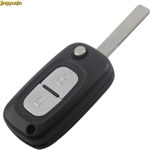 Jingyuqin 10pcs 2 Buttons Remote Flip Folding Car Key Shell for Renault Clio Megane Kangoo Modus With Groove Styling