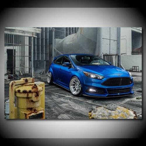 Sportscar Cinemotive Fords Focus ST Blue Vehicles Picture Silk Wall Art Painting Canvas Posters and Prints For Living Room Decor