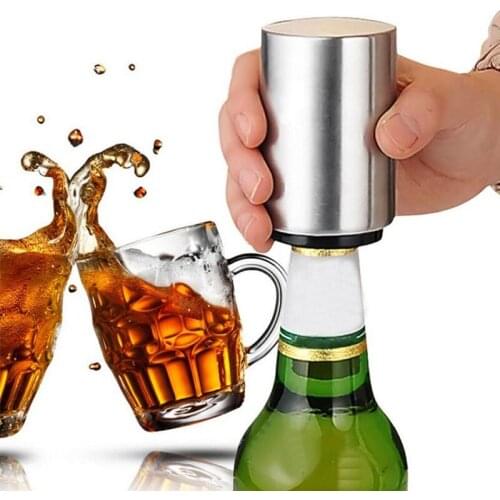 Magnetic Automatic Bottle Opener Practical Creative Portable Stainless Steel Push Down Wine Beer Openers Kitchen Accessories