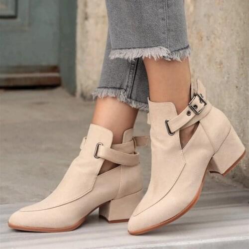 Mio Gusto Brand Aria, Black Beige Tan, 5Cm Heel Height, high Quality Women 's Winter Ankle Boots , platform boots , women boots , goth , shoes for women 2020
