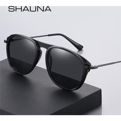 SHAUNA Retro TR90 Metal Round Men Polarized Sunglasses Fashion Punk Women Shades UV400 Sun Glasses