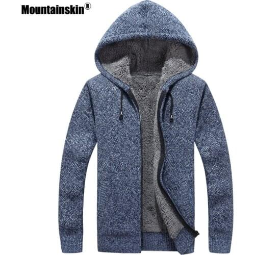 Mountainskin Autumn Mens Sweaters Mens Zipper Slim Fit Hooded knitten Jacket Thick Warm Casual Knitwear Male High Quality MT074