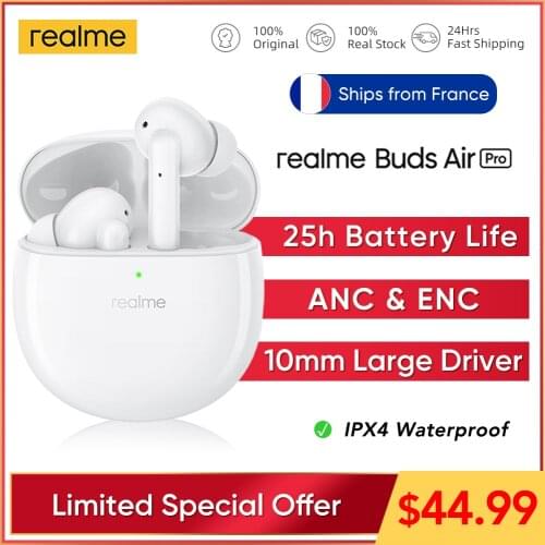Realme Buds Air Pro TWS Earphone Earbuds ANC ENC Active Noise Cancellation 25h Bass Boost Playback Bluetooth Wireless Headphone