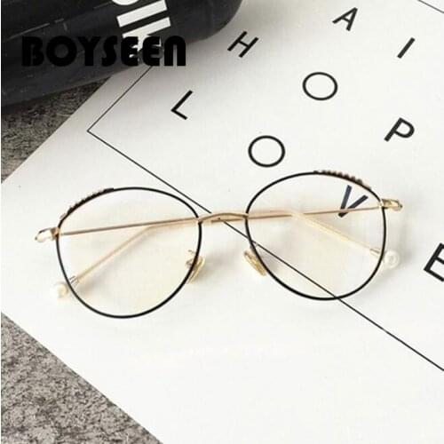BOYSEEN Retro Round Eyewear Clear Glasses Spectacles Optical Eye Glasses Frames Women Transparent Eyeglasses 1769