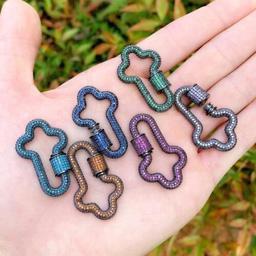 Hip hop cross/heart/oval DIY Pendant Carabiner Gold/Silver/black fill colorful Zircon Jewelry Necklace accessories for men/women