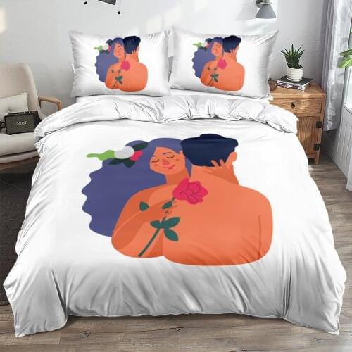 3D Custom Design Valentine Bedclothes Linens Bed Quilt Covers Sets Pillow Shames King Queen Full Twin White Design Home Textile