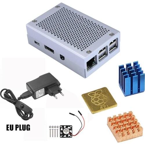 Raspberry Pi 3 Case Model B + Raspberry Pi Aluminum Case Silver Metal Case Cooling Fan With Screws Heat Sink +Enclosure Kit