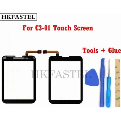 HKFASTEL High Quality Touch For Nokia C3-01 C3 01 Black Gold Touch Screen Digitizer Sensor Front Glass Lens panel + tools + glue