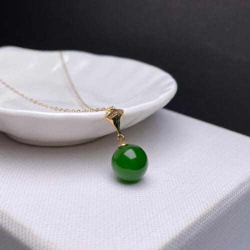 SHILOVEM 18k yellow gold Natural green Jasper pendants no necklace classic fine Jewelry women gift new 10*10mm mymz10105561by