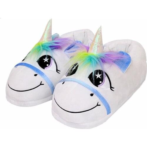 Slippers house rainbow unicorn cotton slippers shoes cartoon warm slipper for kids boys girls
