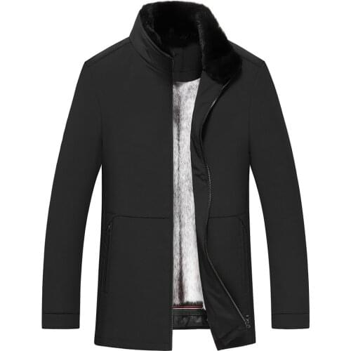 Mink Fur Mandarin Collar Men Formal Black Slim Nick Garment Real Cross Fur Lined Nick Jackets