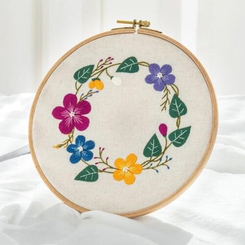Embroidery Flower Kits Handcraft DIY Embroidery Materials Package Hoop bordado Cross Stitch Set For Beginners Decor Paintings