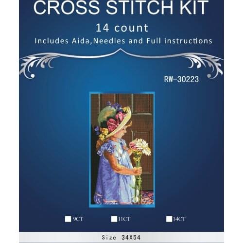 Top Quality Lovely Counted Cross Stitch Kit My Little Sunshine Little Girl and Daisy Flower dim 35259