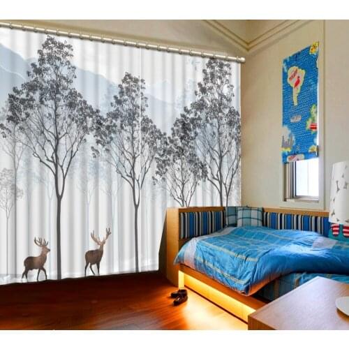 3D Curtain Blackout Photo Customize Size Black And White Scenery Trunk Curtain Bedroom Living Room Office Cortinas decorate