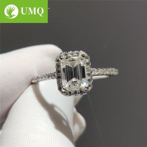 UMQ 925 Silver Excellent Cut 1 ct D Color Pass Diamond Test Hihg Quality Emerald Moissanite Ring Women 5*7mm Stone Rings