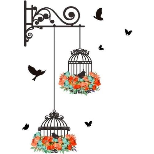 1PCS Sunflower birdcage Wall Sticker For Refrigerator Cabinet Door Living Room Bedroom Home Decor
