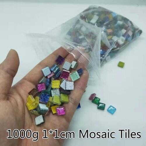 1000g/35.27oz DIY Mosaic Tiles with Shining Glare Crystal Glass Colorful Art Stone Iridescent Craft Materials for Kids/Children