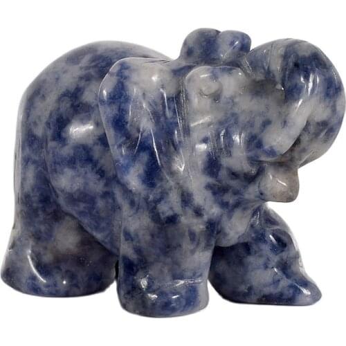 2 Inch sodalite hand craft stone Elephant Figurines Carved Mini Animal Statue for Decor Chakra Healing crystal quartz feng shui