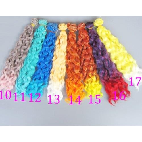 25cm*100CM Large rippled curls doll hair for 1/3 1/4 1/6 BJD/SD doll DIY wigs gradient color