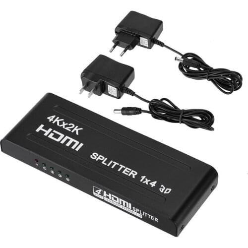 3D 1080P 4Kx2K 4 Way HDMI Splitter Amplifier Switcher 1X4 1 in 4 out HDTV Duplicator HUB Repeater HDMI to HDMI For SKY PS3 XBOX