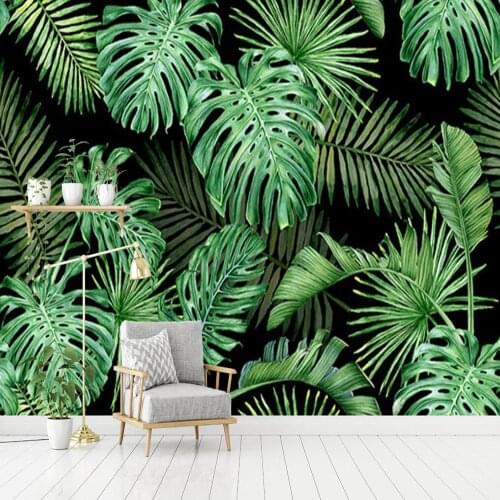 Custom 3D wallpaper mural Southeast Asian style tropical rain forest plant forest banana leaf background wall decoration paintin