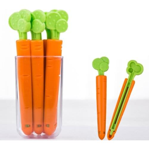 5Pcs/Set Carrot Food Sealing Clip Snack Clip Plastic Sealing Bag Clip Sealing Clip Cute Refrigerator Magnet Magnetic Sticker
