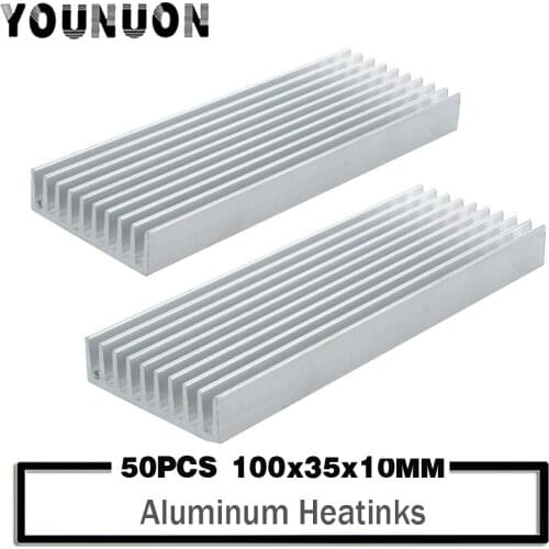 50PCS 100*35*10mm Heatsink Cooler Cooling Fin Aluminum Radiator Heat Sink for LED, Power IC Transistor, Module PBC 100x35x10mm