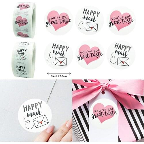 500pcs 2.5CM Love Round Sticerk You've Got Great Taste Gift Packaging Label Happy Mail Stickers Envelope Decoration