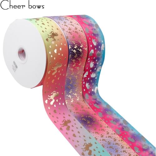 2Y/lot 3" 75mm Horse Horn Bronzing Grosgrain Ribbon DIY Hairbows Accessories Apparel Sewing Fabric Home Textile Printed Ribbon