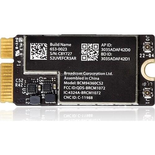 BCM94360CS2 Wireless-AC + Bluetooth4.0 802.11ac AirPort WiFi Card 13" Air A1465 A1466 MD711 MD712 MD760 761 Laptop Network Card