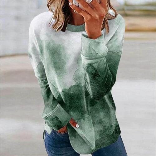 40# Tie-dyed Print Long Sleeve Blouses Shirt Women Fashion Casual O-neck Shirt Tops Harajuku Loose Casual Blouses Блузка Женска