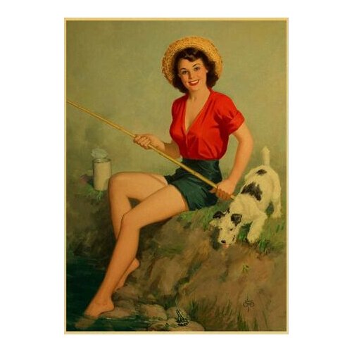 More style Pin up Girl Landscape Print Silk Poster Home Wall Decor 24x36inch