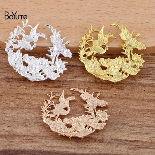 BoYuTe (10 Pieces/Lot) 33*38MM Metal Alloy Flower Materials with 3 Loops Diy Handmade Jewelry Accessories Wholesale