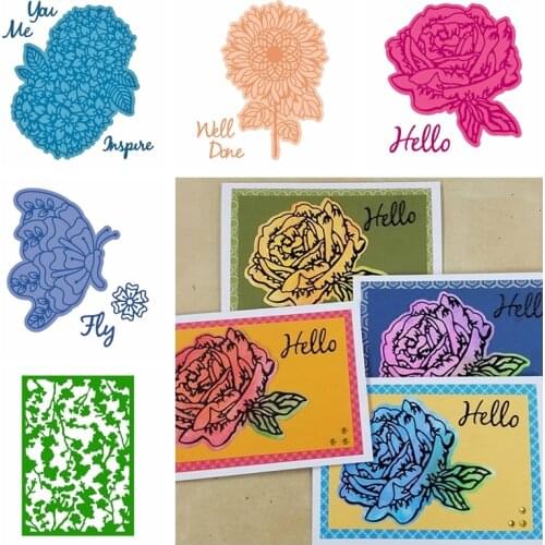 Flower Background Frame Sunflower Butterfly Metal Cutting Dies For Scrapbooking DIY Album Paper Card Making Decoration New 2020