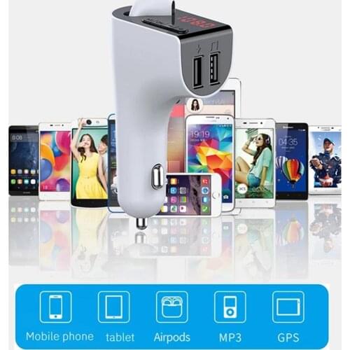 DC12V-24V Car Bluetooth 5.0 FM Transmitter Wireless Bluetooth Headset MP3 Music Player 5V/3.1A Dual USB Ports Charger For Cars