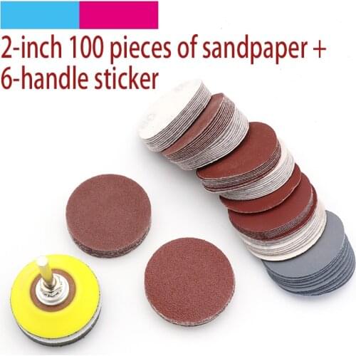 100pcs 2 inch 80-3000 Grit Round Self Adhesive Sandpaper +1pcs 6mm shank Disc Sand Sheets Sanding Disk for Sander Abrasive Tools